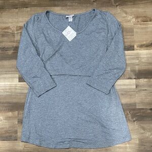 Gray Long Sleeve Maternity Top